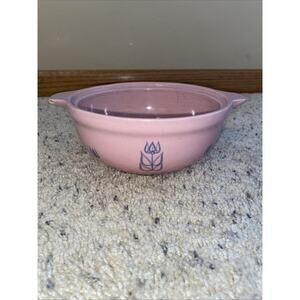 Cronin Pottery Vintage 1950s Pink Tulip 7" Casserole/Bowl Bakeware Cottagecore